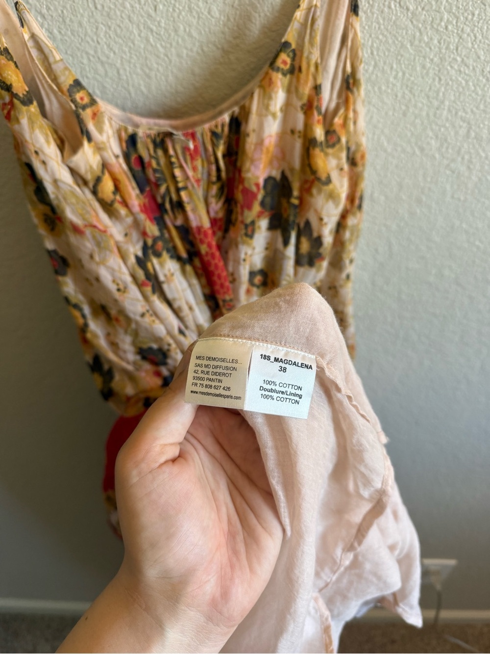 Mes Demoiselles Paris Maxi Dress Floral Boho Patchwork 100% Cotton Flowy Size 38 - Picture 4 of 6